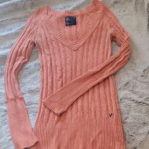 American Eagle Outfitters Coral V-Neck Sweater